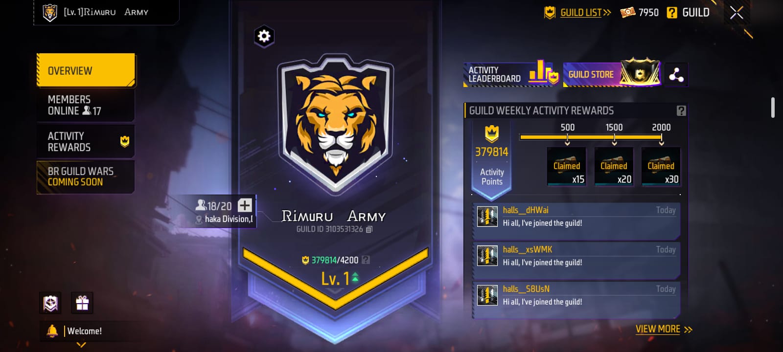 FF GUILD GLORY BASIC CODE
